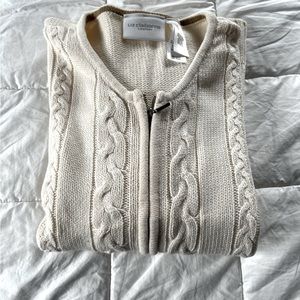 Liz Claiborne zippered cable knit sweater like new
